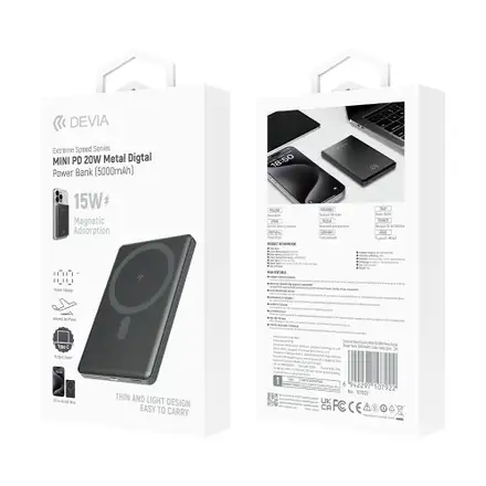 Devia powerbank Extreme Speed Series Mini Magnetic 5.000 mAh PD 20W-Space Gray
