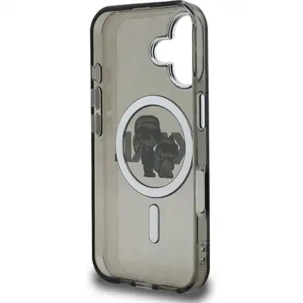 Karl Lagerfeld IML Glitter Karl and Choupette Sketch MagSafe kryt iPhone 16 černý