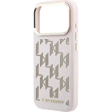 Karl Lagerfeld PU Perforated Monogram MagSafe MagSafe kryt iPhone 17 Pro růžový