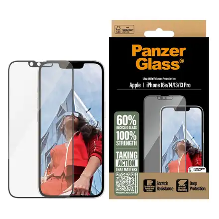 PanzerGlass ochranné sklo UWF pro iPhone 16e/14/13/13 Pro - Black Frame