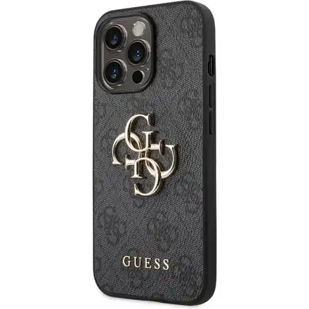 Guess PU 4G Metal Logo kryt iPhone 14 Pro šedý