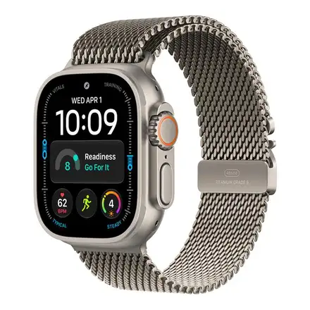 Apple Watch 49mm Natural Titanium Milanese Loop-Large