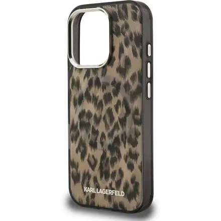 Karl Lagerfeld IML Leopard MagSafe kryt iPhone 16 Pro Max hnědý