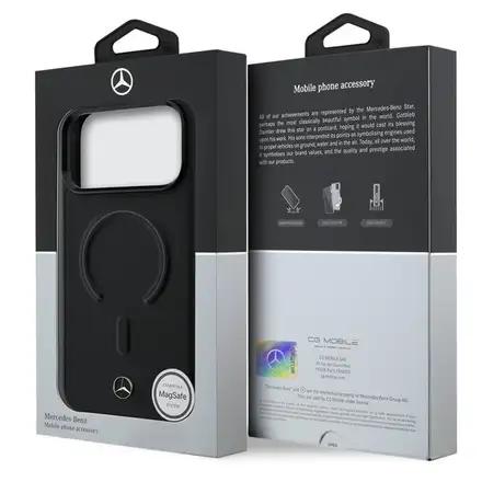 Mercedes PU Leather 3D MagSafe Zadní Kryt pro iPhone 17 Pro černý