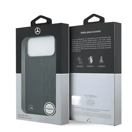 Mercedes Leather Laurel Leaves MagSafe Zadní Kryt pro iPhone 17 Pro Max černý
