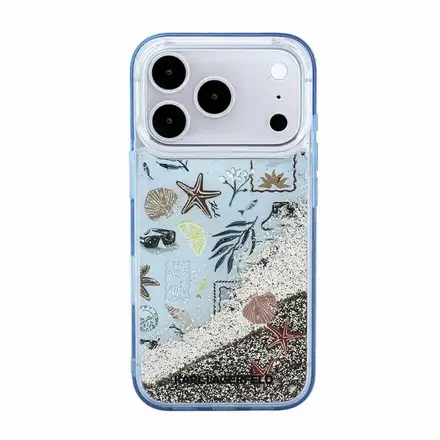 Karl Lagerfeld Liquid Glitter Beach kryt iPhone 18 Pro modrý