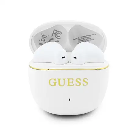 Guess Gold Line Glossy Classic Logo TWS Bezdrátová Sluchátka bílá
