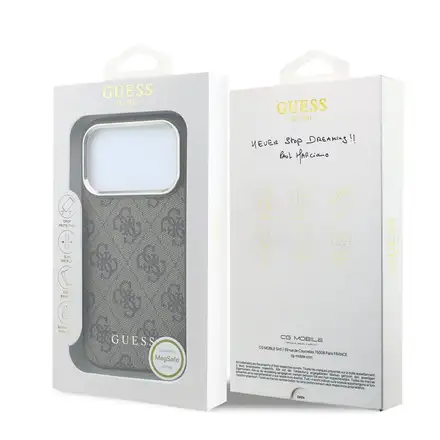 Guess PU Leather 4G Gold Frame MagSafe kryt iPhone 18 Pro Max hnědý