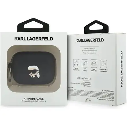 Karl Lagerfeld 3D Logo NFT Karl Head Silikonové Pouzdro pro AirPods 3 Pro černé