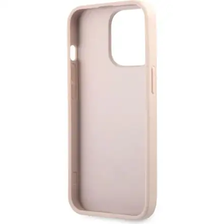 Guess PU 4G Metal Logo kryt iPhone 13 Pro růžový