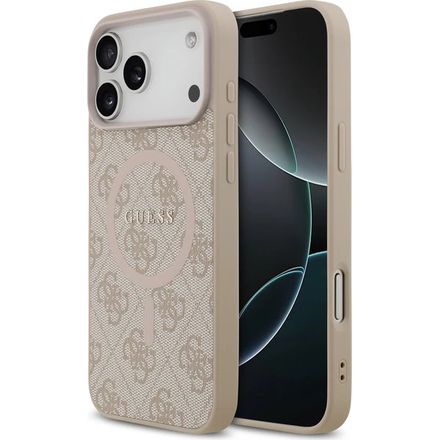 Guess PU Leather 4G Colored Ring MagSafe kryt iPhone 17 Pro Max růžový