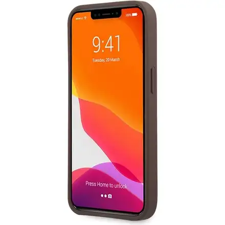 Guess PU 4G Metal Logo kryt iPhone 13 hnědý