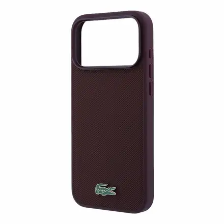 Lacoste PVC Iconic Petit Pique Metal Logo MagSafe kryt iPhone 18 Pro Max tmavě červený