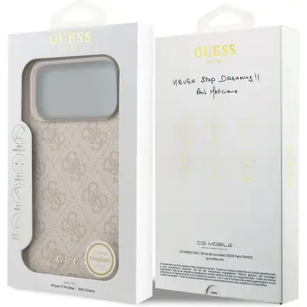 Guess 4G Charm MagSafe kryt iPhone 17 Pro růžový