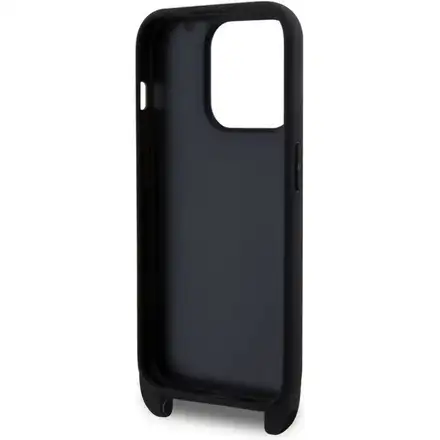 Karl Lagerfeld Saffiano Crossbody Popruh Metal Karl and Choupette kryt iPhone 15 Pro černý