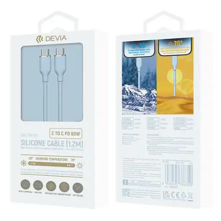 Devia kabel USB-C to USB-C Jelly Series Silicone Cable 1.2m - Blue