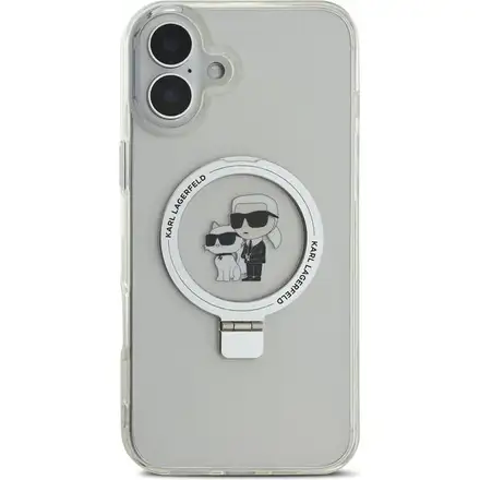 Karl Lagerfeld Ringstand Karl and Choupette MagSafe kryt iPhone 16 bílý