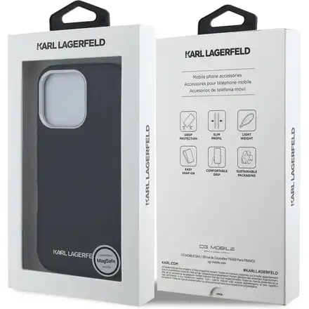 Karl Lagerfeld Grained PU Repeated Logo MagSafe kryt iPhone 16 Pro Max černý