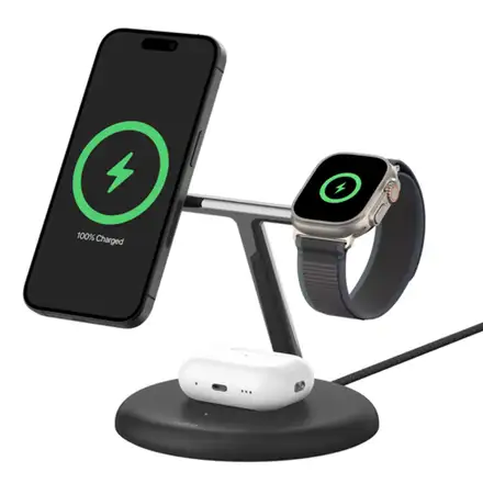 Belkin Boost Charge Pro 3-in-1 Magnetický Wireless Charging Stand with Qi2 15W-Black