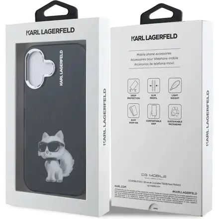 Karl Lagerfeld IML Aquarelle Choupette kryt iPhone 16 černý