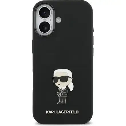 Karl Lagerfeld Liquid Silicone Metal Ikonik kryt iPhone 17 černý