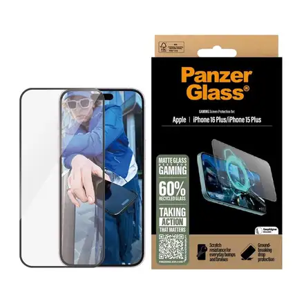 PanzerGlass ochranné sklo UWF Gaming pro iPhone 16 Plus/15 Plus-Black Frame