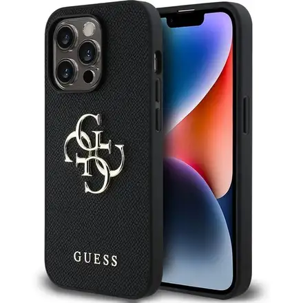 Guess PU Grained 4G Metal Logo kryt iPhone 13 Pro černý