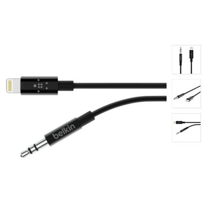 Belkin kabel Lightning-3,5mm jack, 0,9m-Black