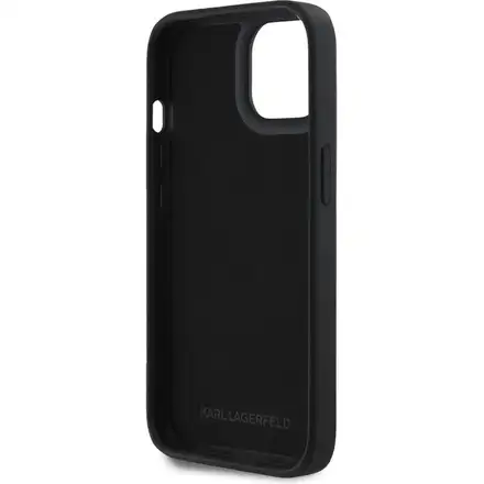 Karl Lagerfeld 3D Rubber Glitter Logo kryt iPhone 13 černý