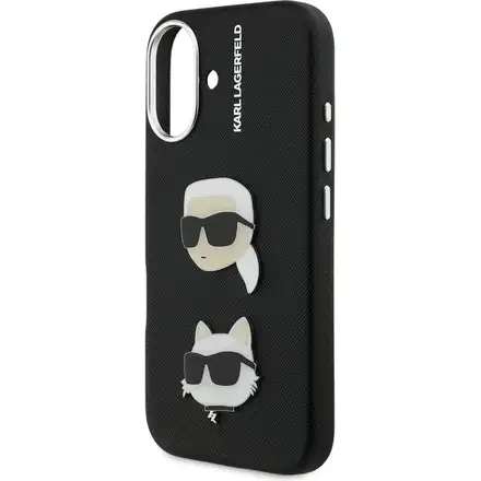 Karl Lagerfeld Grained PU K&CH Heads kryt iPhone 16 černý