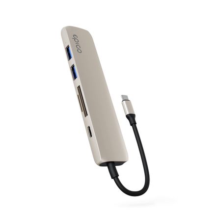 iStores by Epico 6in1 Hliníkový Hub 8K s USB-C konektorem - Hvězdně bílá