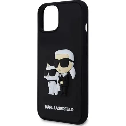 Karl Lagerfeld 3D Rubber Karl and Choupette kryt iPhone 13 černý