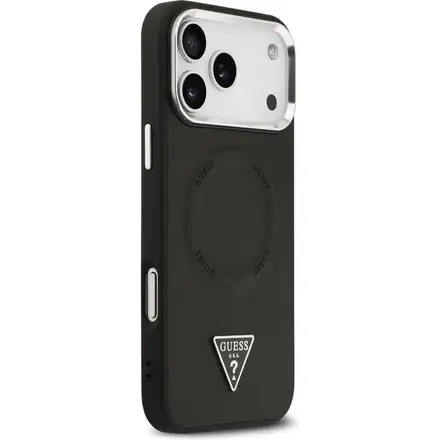 Guess PU Leather Triangle Logo MagSafe kryt iPhone 17 Pro černý