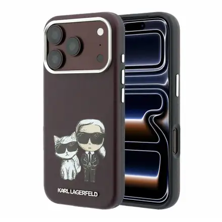Karl Lagerfeld PU Semi Wrap Smooth Sketch Bodies Magsafe kryt iPhone 18 Pro Max tmavě červená