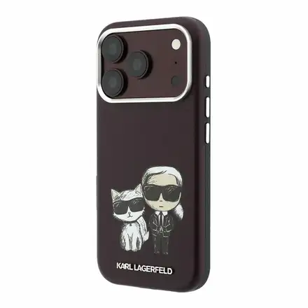 Karl Lagerfeld PU Semi Wrap Smooth Sketch Bodies Magsafe kryt iPhone 18 Pro Max tmavě červená
