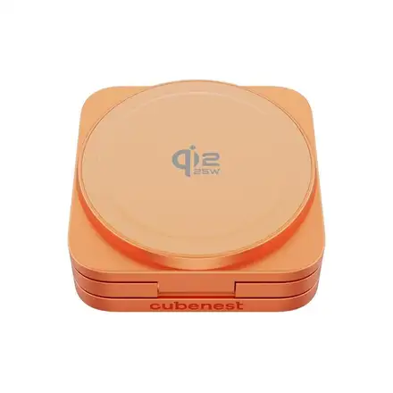 Cubenest Qi2.2 3v1 Skládací bezdrátová magnetická nabíječka SQ312 Ultra - oranžová