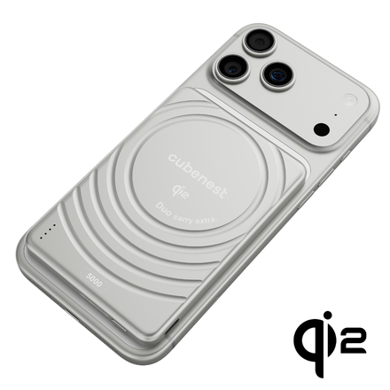 Cubenest Qi2 Magnetic Wireless SlimDual PowerBank 5000 mAh SQ1B3D - stříbrná