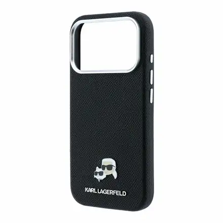 Karl Lagerfeld PU Grained Semi Wrap K&CH Heads Magsafe kryt iPhone 18 Pro Max černý