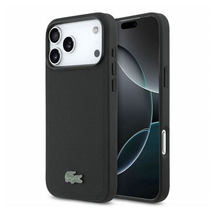 Lacoste Iconic Petit Pique Metal Logo MagSafe kryt iPhone 18 Pro Max černý