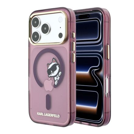 Karl Lagerfeld IML Choupette Peekaboo Magsafe kryt iPhone 18 Pro Max burgundy