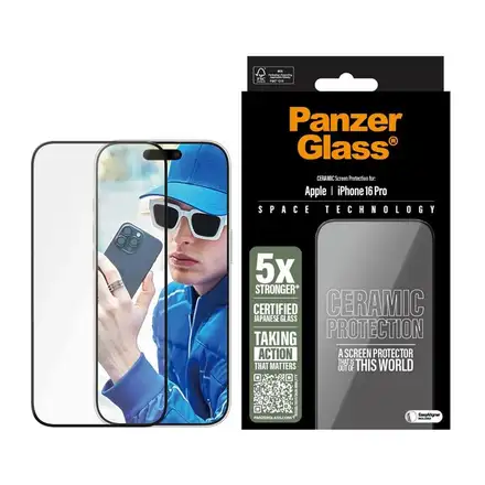 PanzerGlass ochranné sklo UWF Ceramic Protection pro iPhone 16 Pro-Black Frame