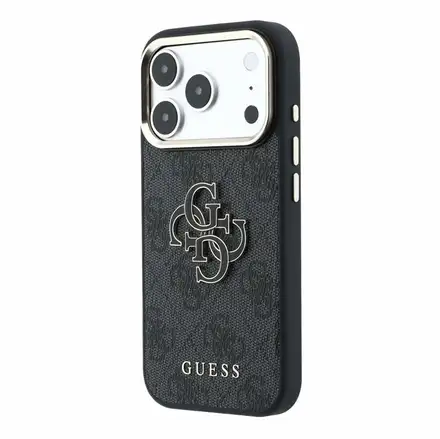 Guess PU 4G Resin Metal Logo kryt iPhone 18 Pro černý