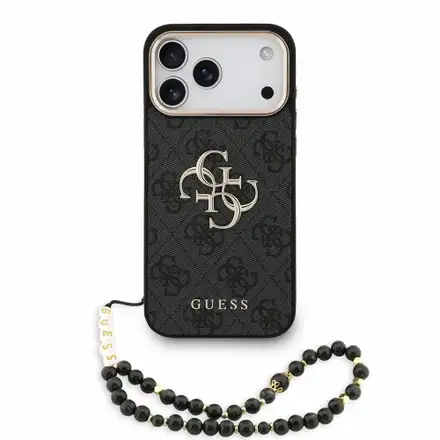 Guess PU 4G Metal Logo Strap kryt iPhone 18 Pro Max černý