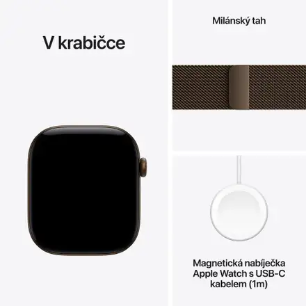 Apple Watch Series 12 GPS 46mm Tmavě bronzový hliník s tmavě bronzovým milánským tahem - S/M