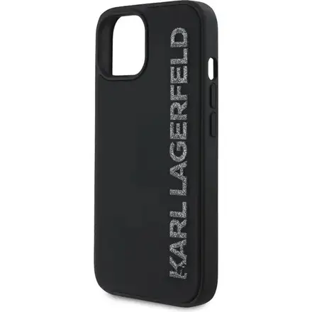 Karl Lagerfeld 3D Rubber Glitter Logo kryt iPhone 14 černý