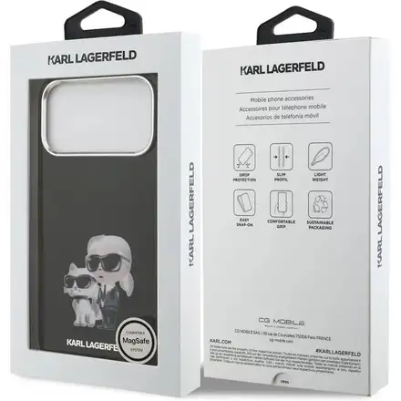 Karl Lagerfeld IML Aquarelle Karl and Choupette kryt iPhone 17 Pro Max černý