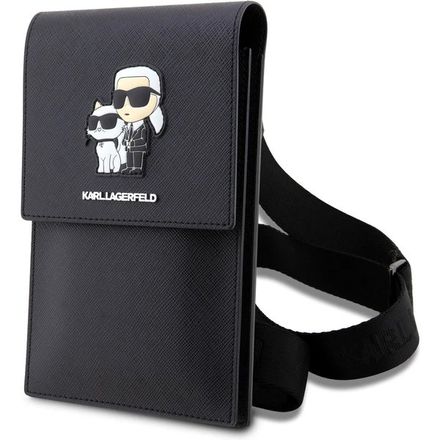 Karl Lagerfeld Saffiano Metal Logo NFT Brašna na Telefon černá