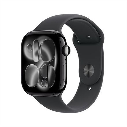 Apple Watch Series 11 GPS + Cellular 42mm Klavírně černý hliník s černým sportovním řemínkem - S/M