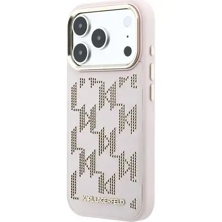 Karl Lagerfeld PU Perforated Monogram MagSafe MagSafe kryt iPhone 17 Pro Max růžový