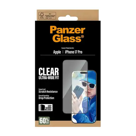 PanzerGlass ochranné sklo UWF pro iPhone 17 Pro - Black Frame
